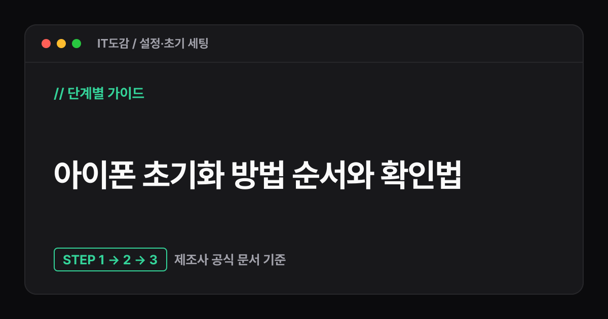 IT도감 · 아이폰 초기화 방법 순서와 확인법